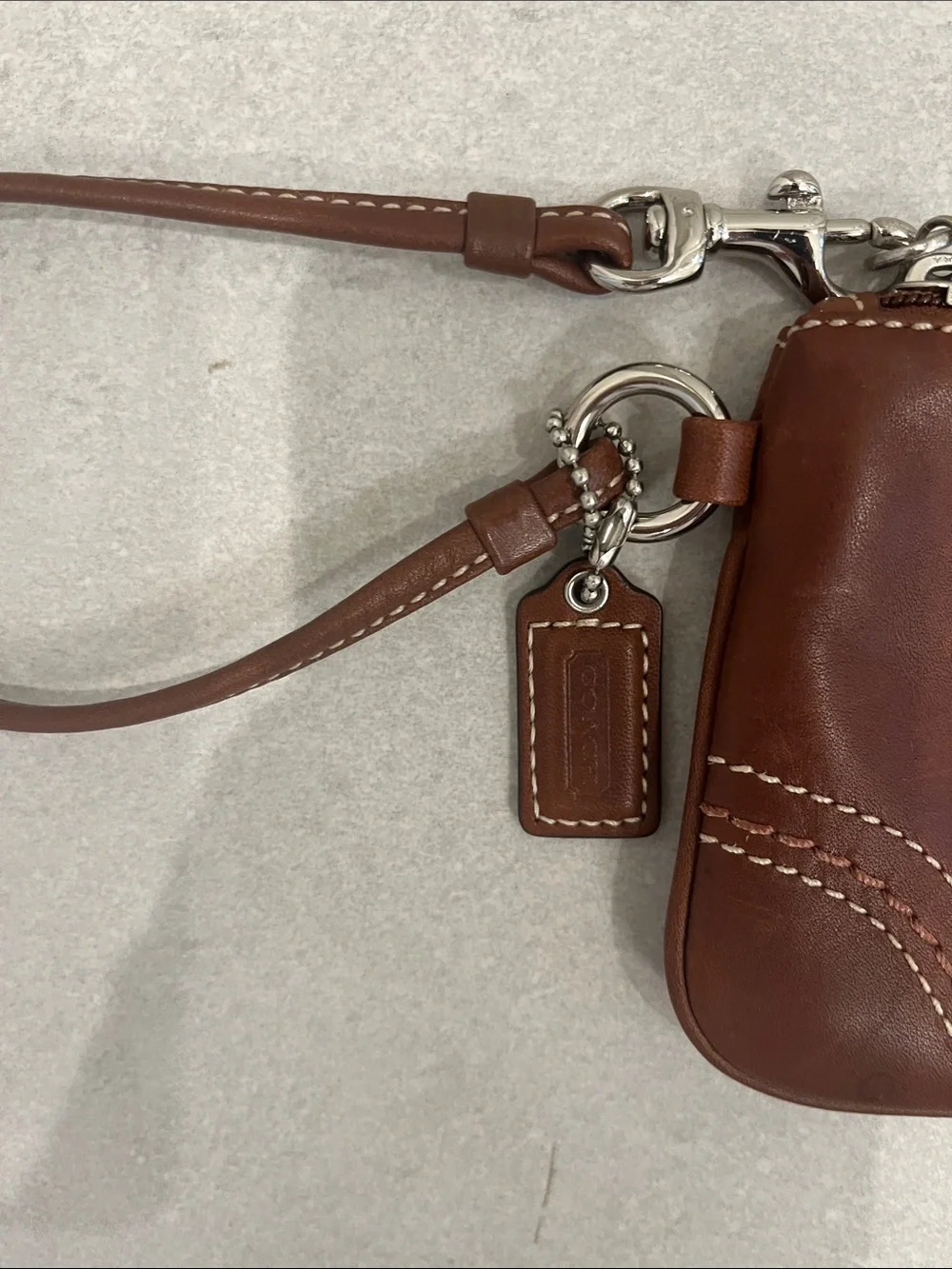Coach Chestnut Leather Wristlet Pouch